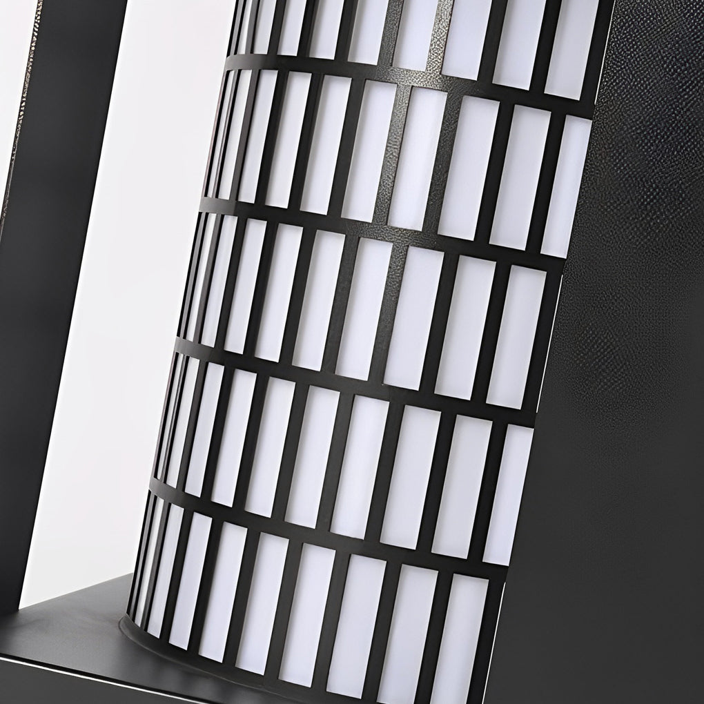 Lattice Cylinder LED Outdoor Lantern in Black, IP65 Waterproof