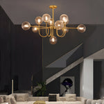 Amber Glass Globe Molecule Chandelier