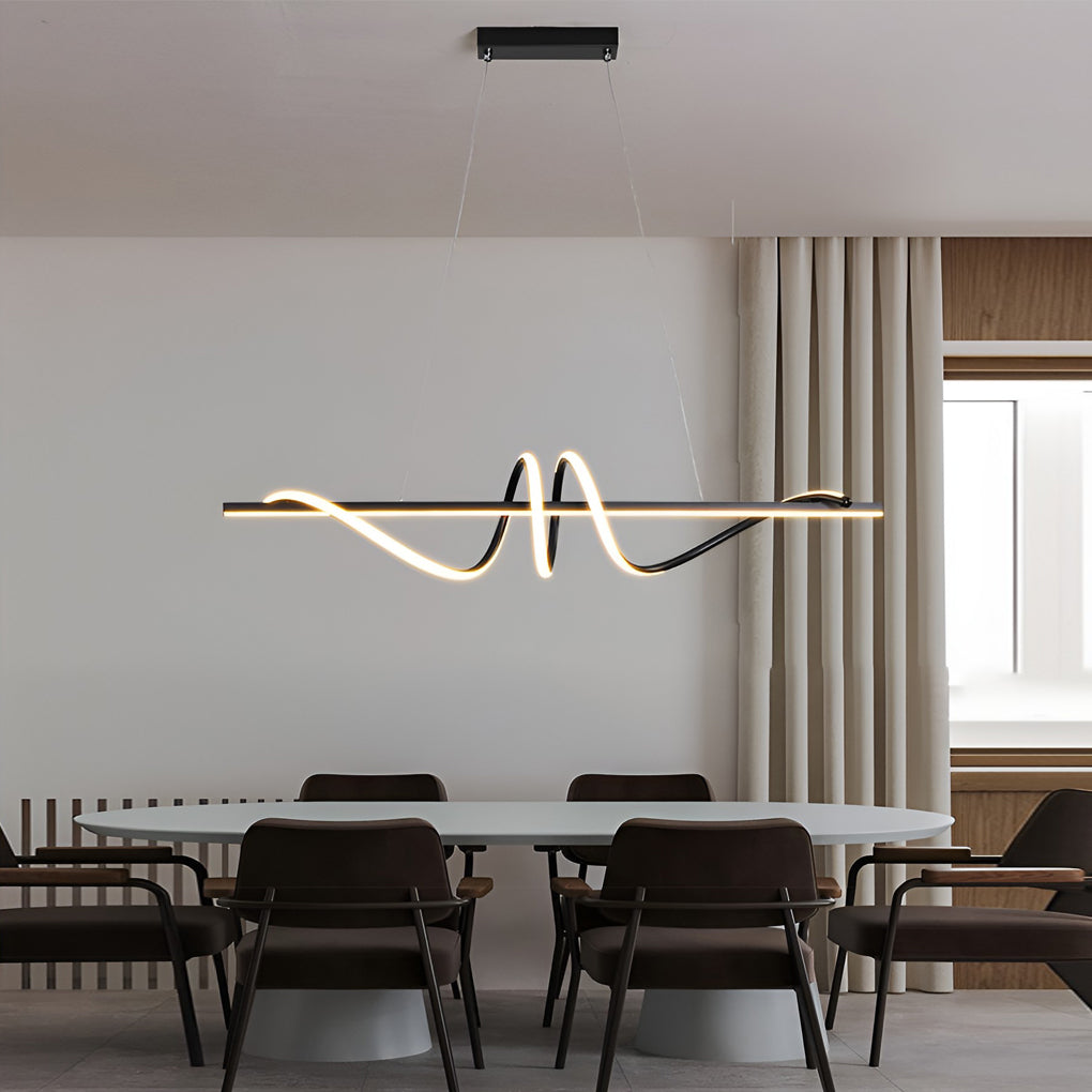 Nordic LED Linear Chandelier with Stepless Dimming for Modern Dining and Kitchen Spaces