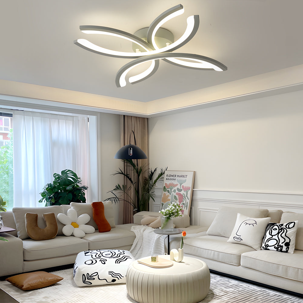 Led Flush Mount Flower Shaped Acrylic Ceiling Light White Gray Ceiling Lighting Fixture For Living Room
