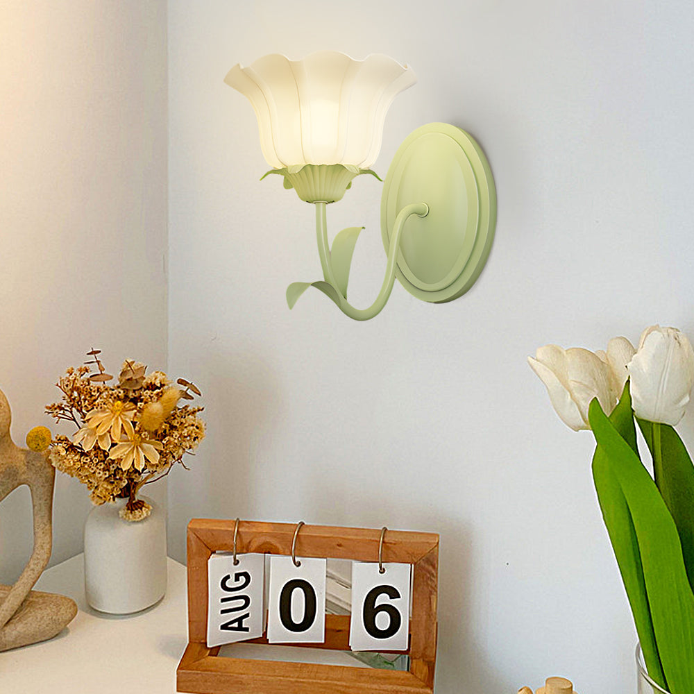 1 2 Lights Flowers Glass Three Step Dimming Green Modern Wall Lights Indoor