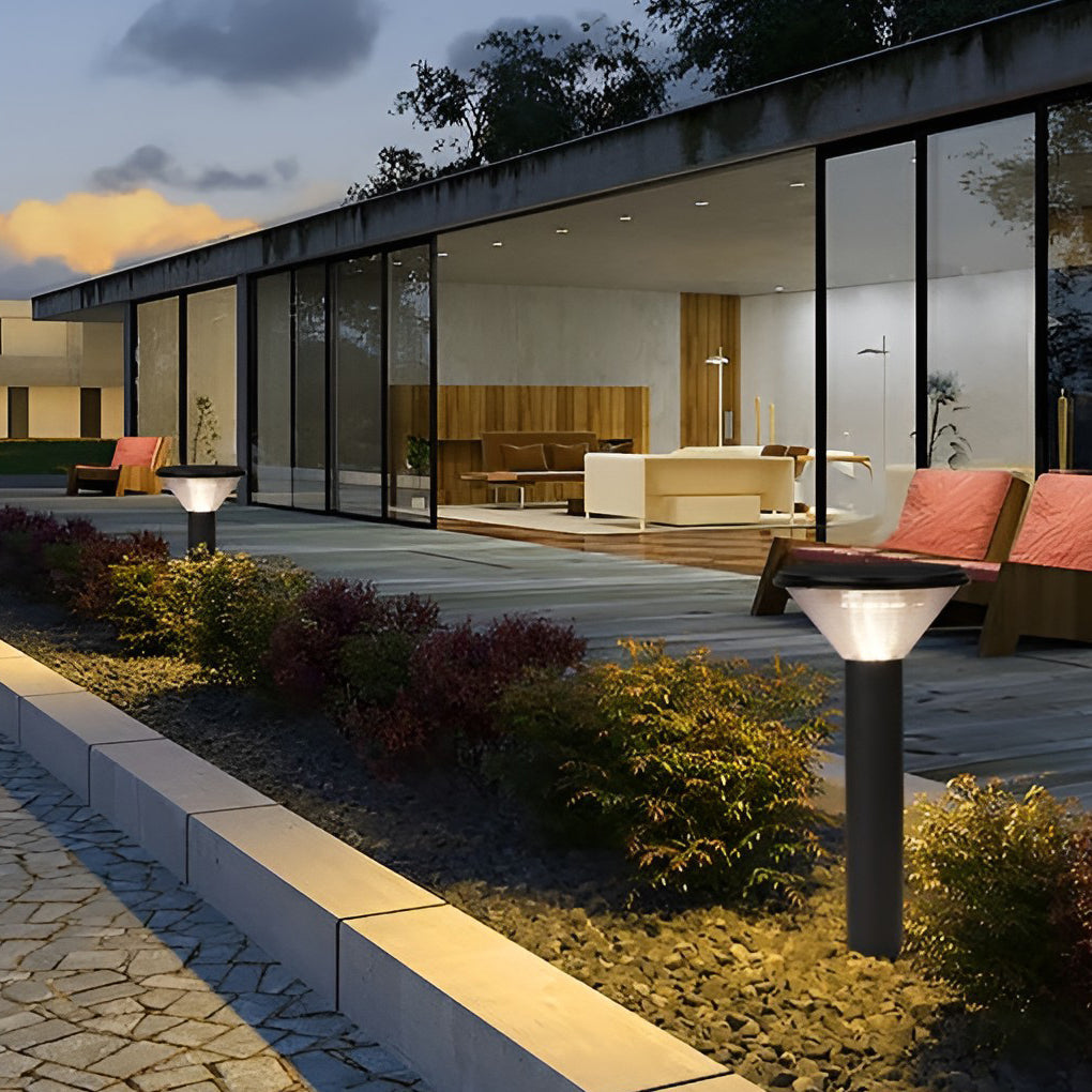 Tapered Solar LED Pathway Light in Black Aluminum for Modern Outdoor Spaces