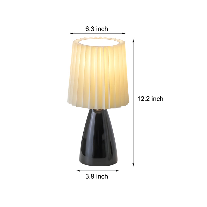 12 Inch Pleated Shade Glass Dimmable Table Lamp