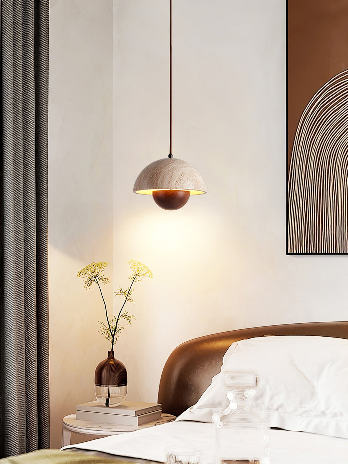 Bud Travertine Pendant Light – Organic Modern LED Ceiling Lamp