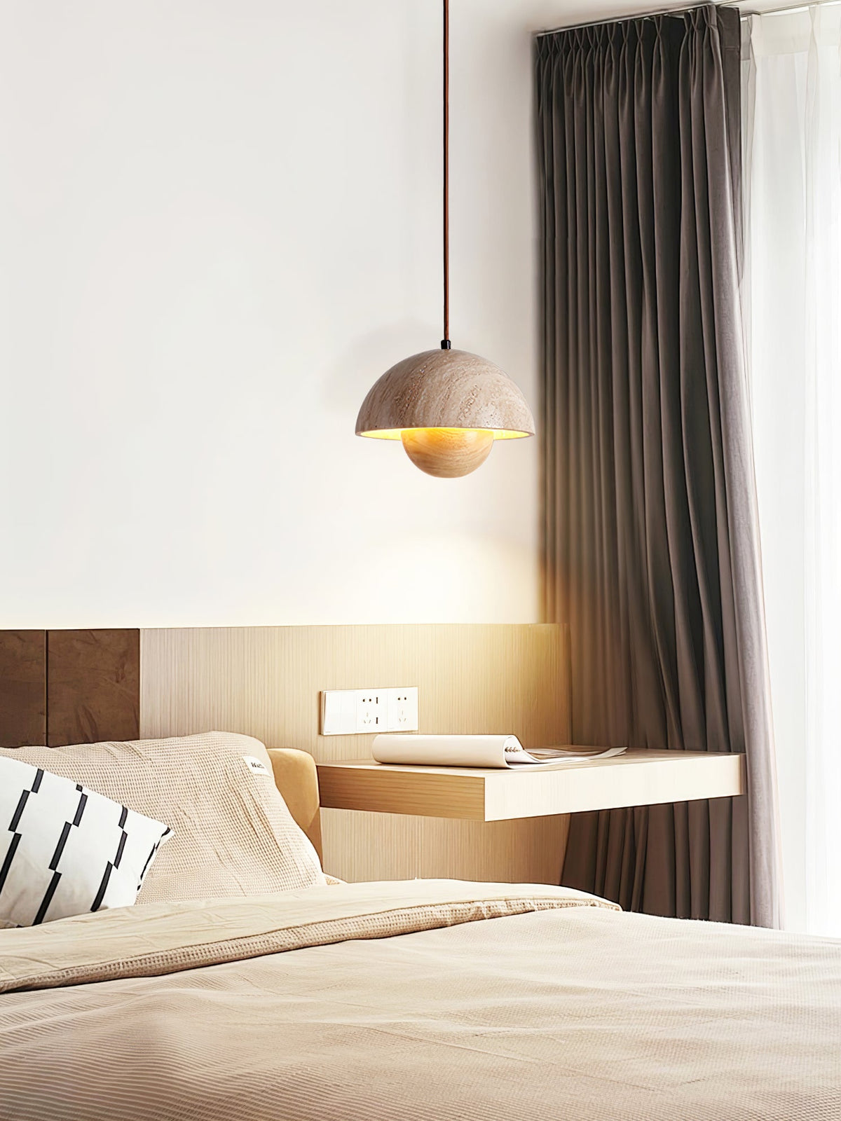 Bud Travertine Pendant Light – Organic Modern LED Ceiling Lamp