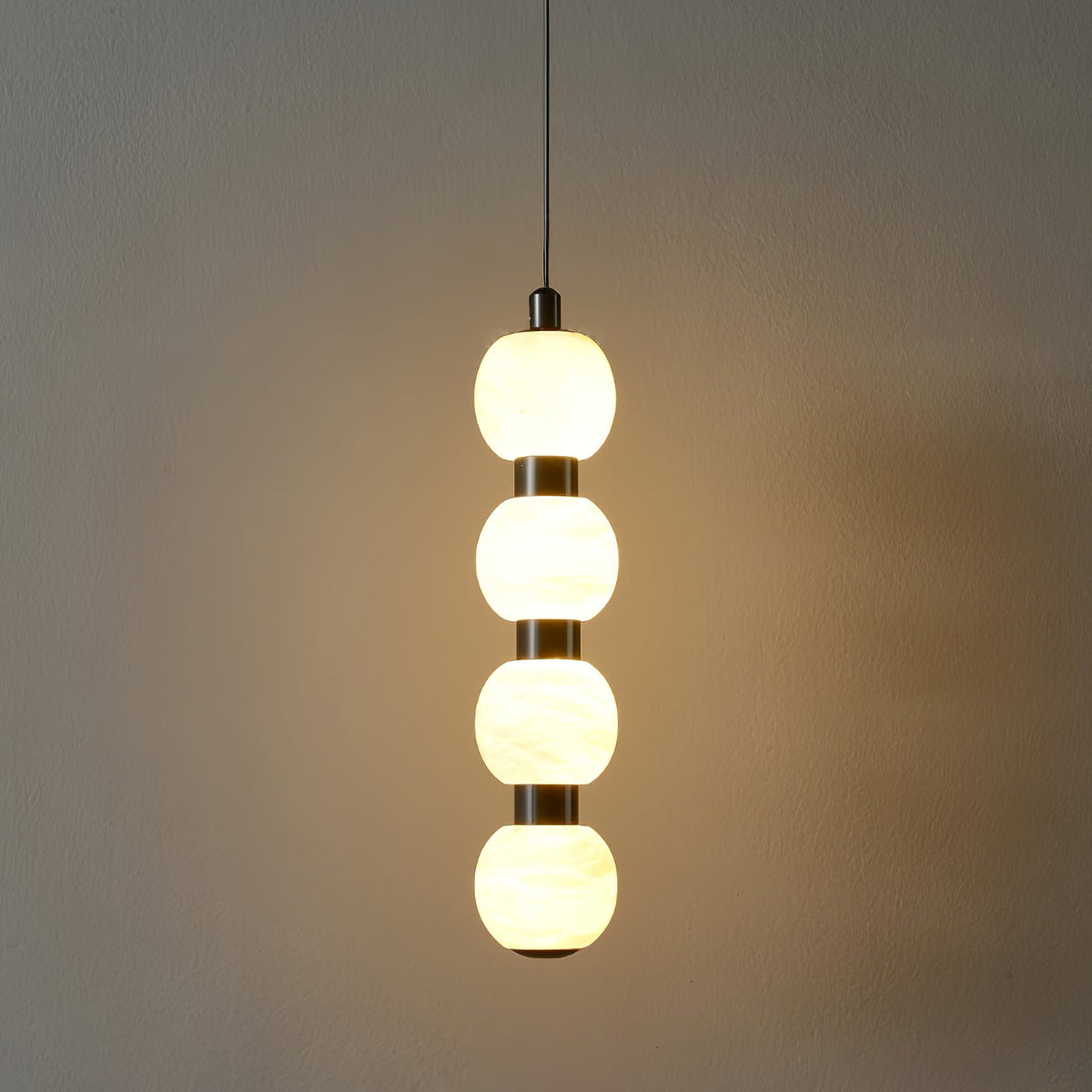 Orbique Alabaster Pendant Light – Modern Vertical LED Chandelier