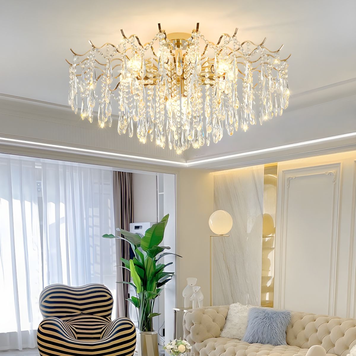 American Style Minimalist Luxury Living Room Modern Retro Crystal Chandelier