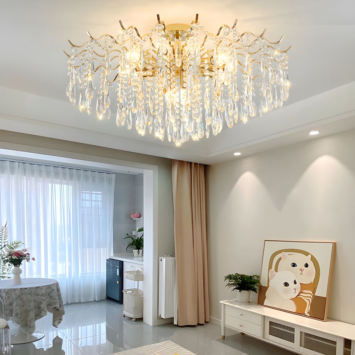 American Style Minimalist Luxury Living Room Modern Retro Crystal Chandelier