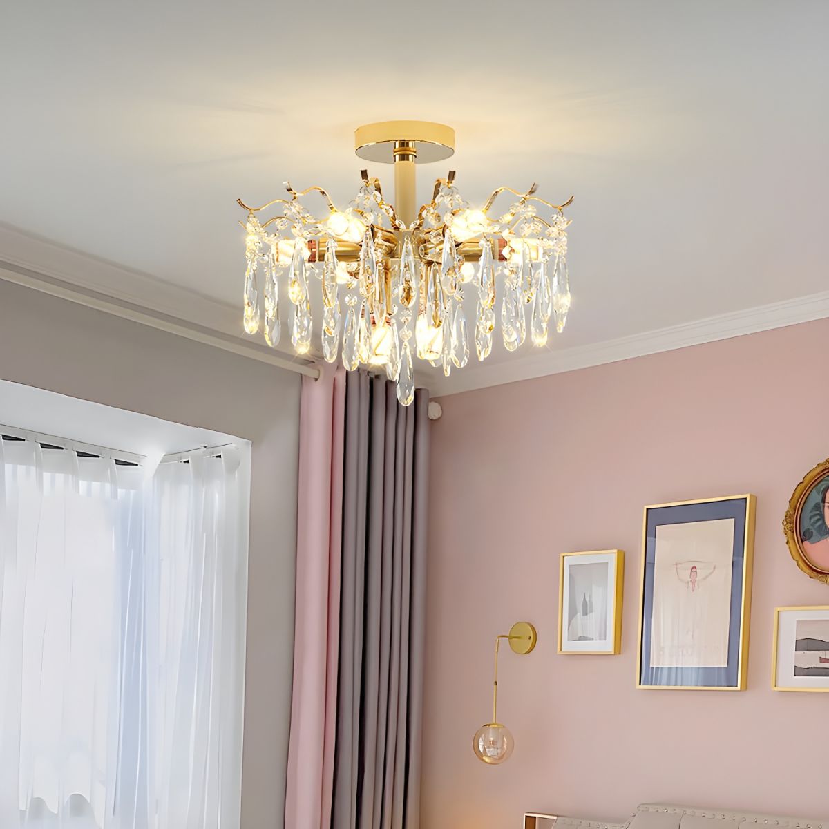 American Style Minimalist Luxury Living Room Modern Retro Crystal Chandelier
