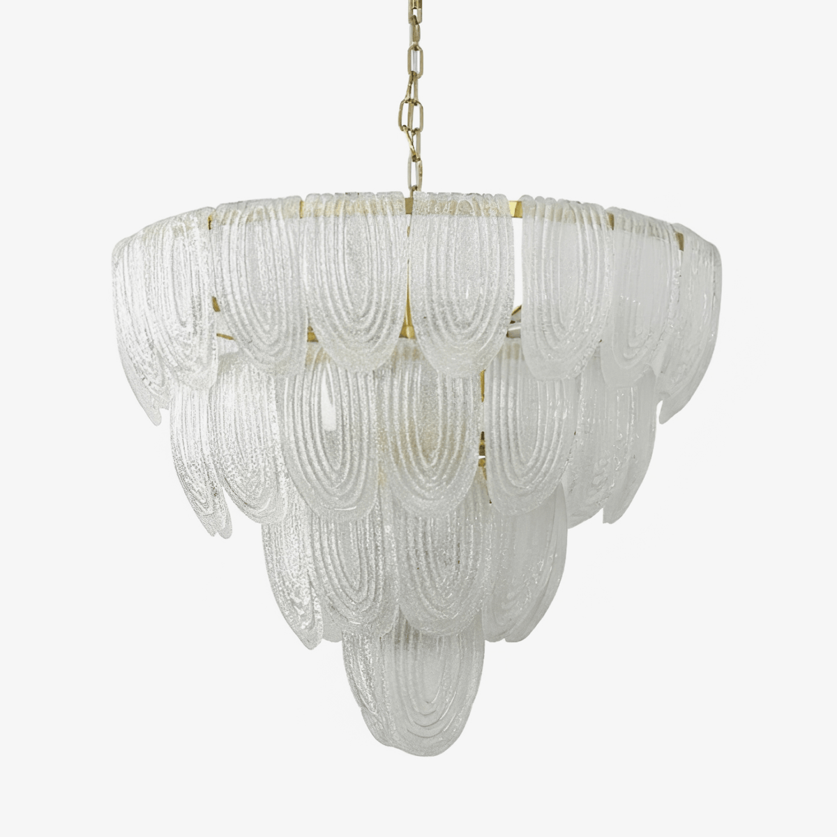Layered Glass Petal Chandelier – Modern Brass & Glass Pendant Light for Dining Room and Living Room