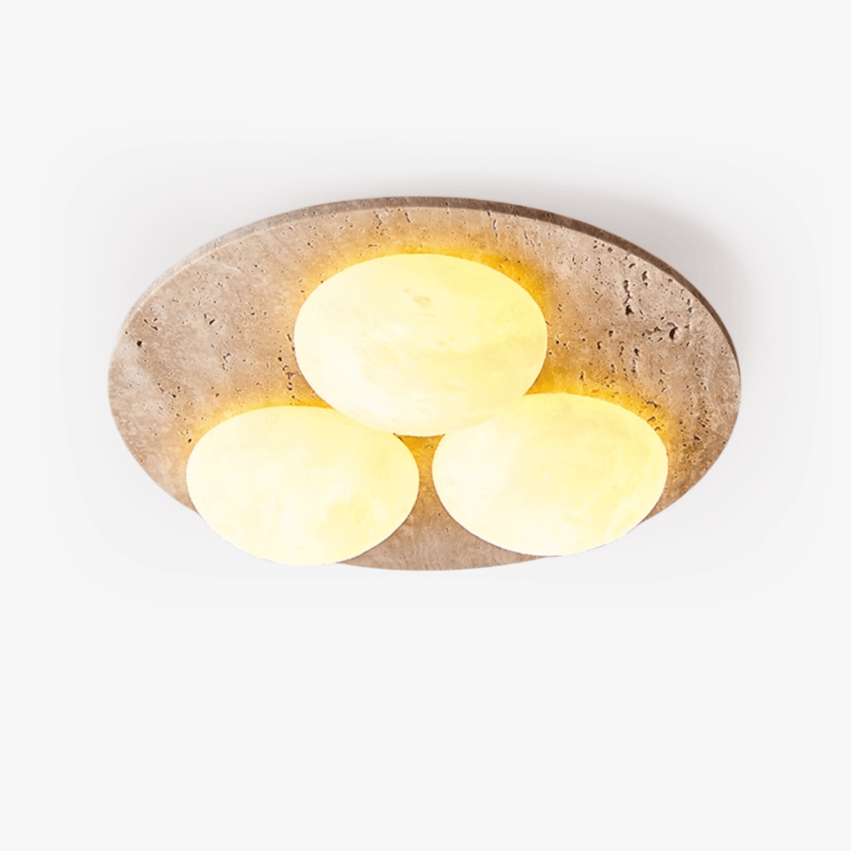 Trio Travertine Flush Mount Ceiling Light with LED Globes
