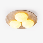 Trio Travertine Flush Mount Ceiling Light with LED Globes