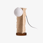 Terra Travertine Orb Table Lamp – Sculptural Stone & Walnut Accent Light