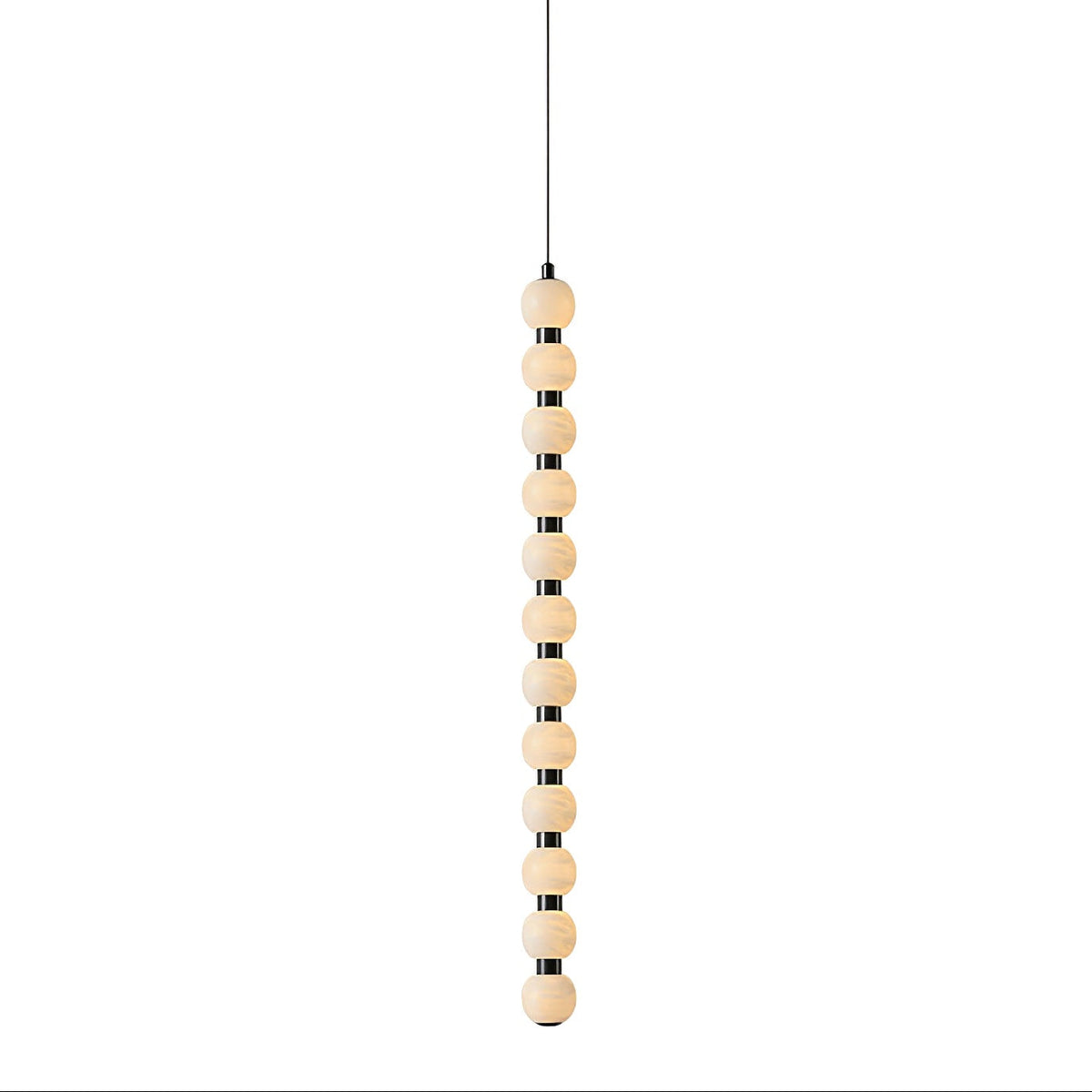 Orbique Alabaster Pendant Light – Modern Vertical LED Chandelier