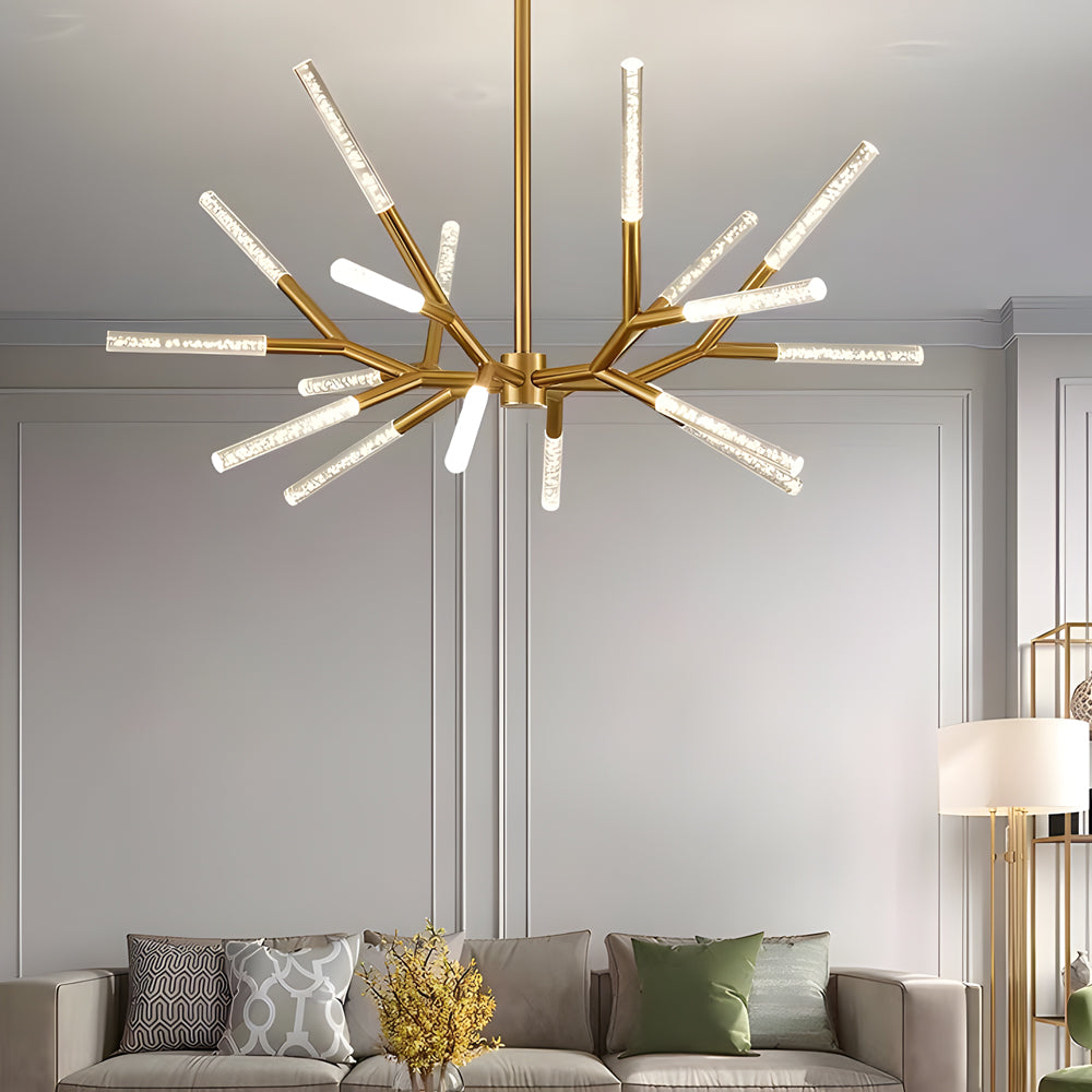 Unique Acrylic Branches Led Minimalist Lines Postmodern Chandelier Lamp