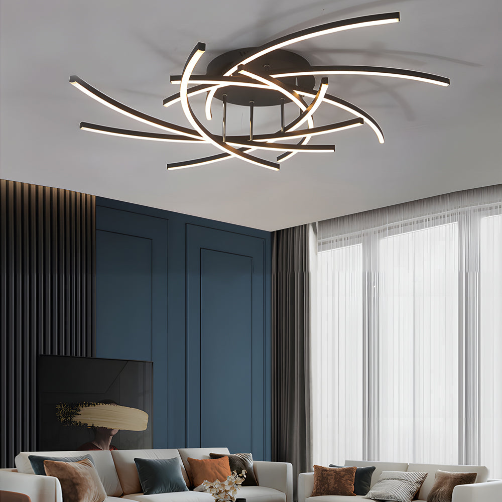 Personality Lines Led Dimmable With Remote Control Modern Ceiling Light Fixture Li002744