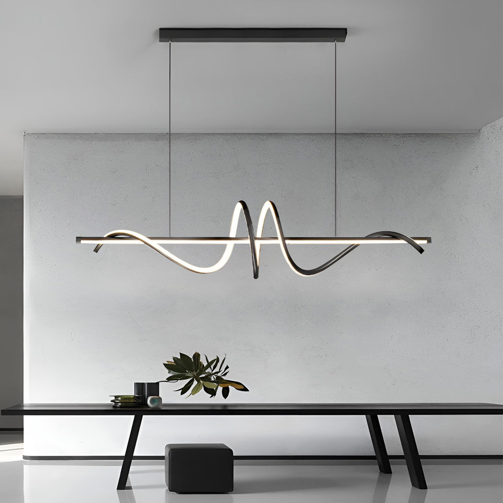 Nordic LED Linear Chandelier with Stepless Dimming for Modern Dining and Kitchen Spaces