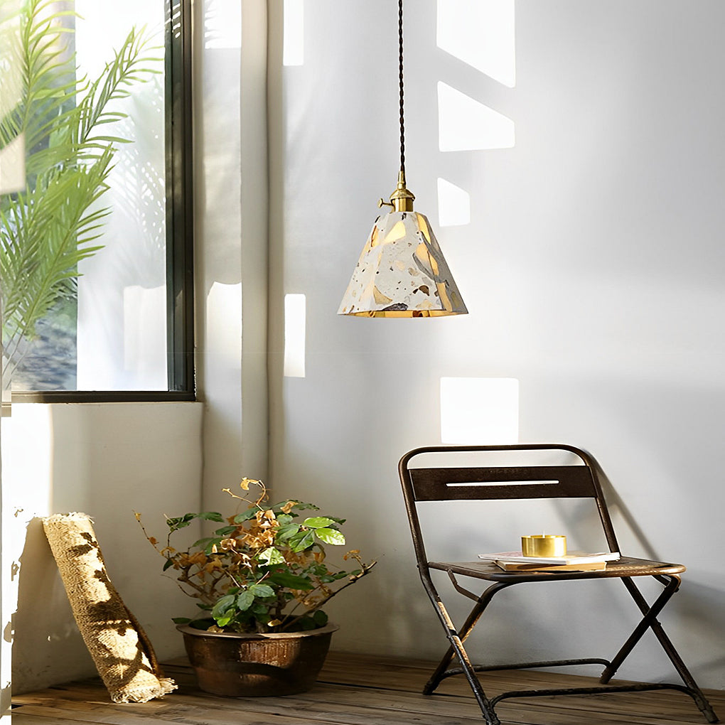 Retro Terrazzo Concrete Nordic Pendant Light Ha080859