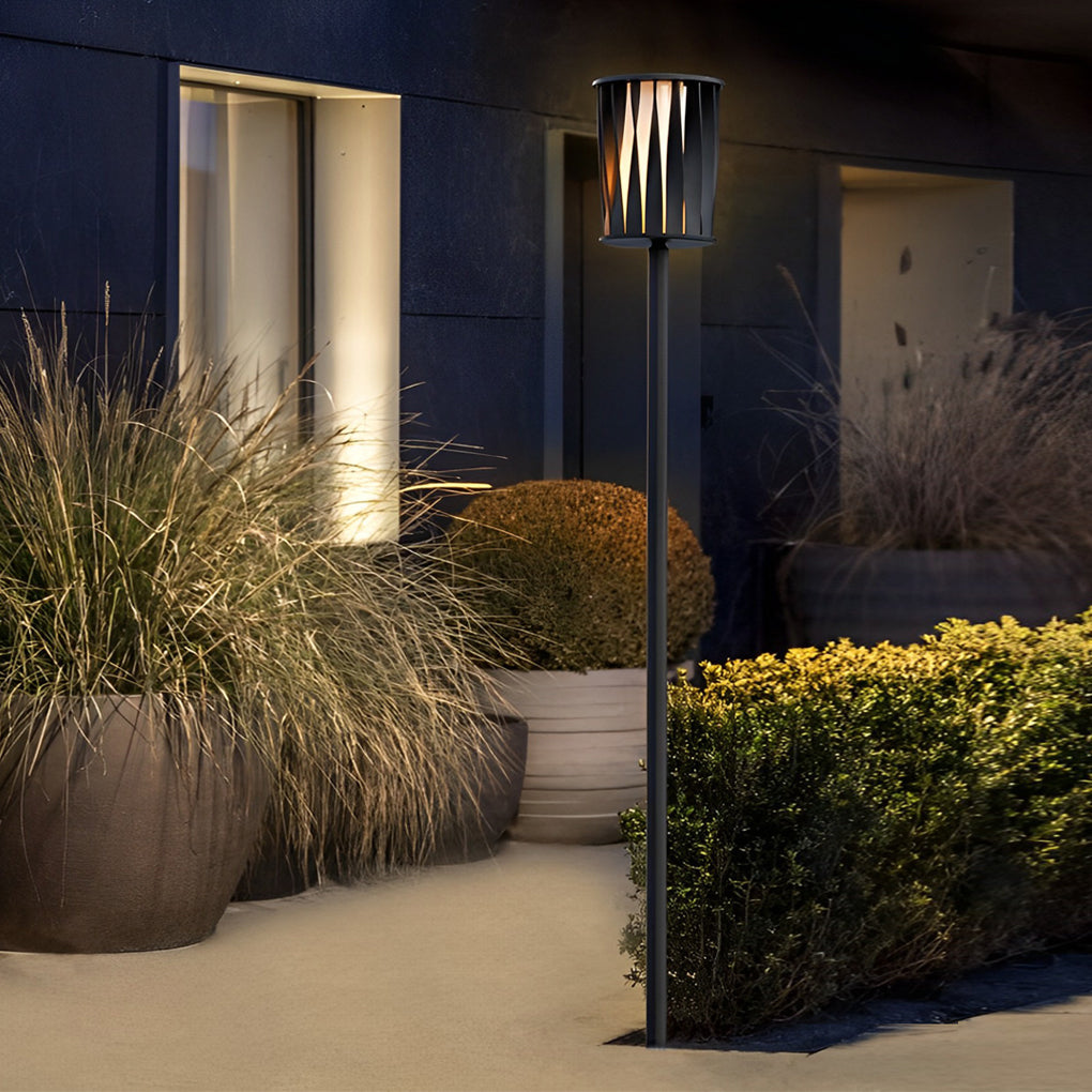 Rotating Stainless Steel Outdoor Floor Lamp with Vertical Slats