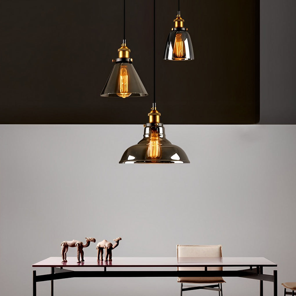 Smoke Gray Industrial Pendant Lamp Ha077613