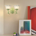 1 2 Lights Flowers Glass Three Step Dimming Green Modern Wall Lights Indoor