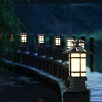 Black Vintage Solar Fence Post Lights Li002155