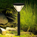 Ribbed Solar LED Outdoor Lantern in Matte Black