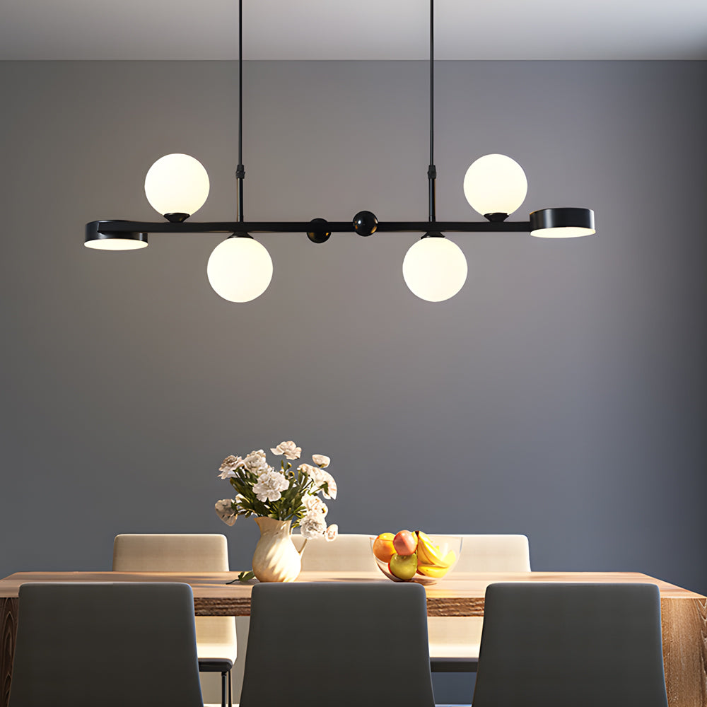 6 8 Light 3Step Dimming Glass Ball Led Long Dining Room Chandelier