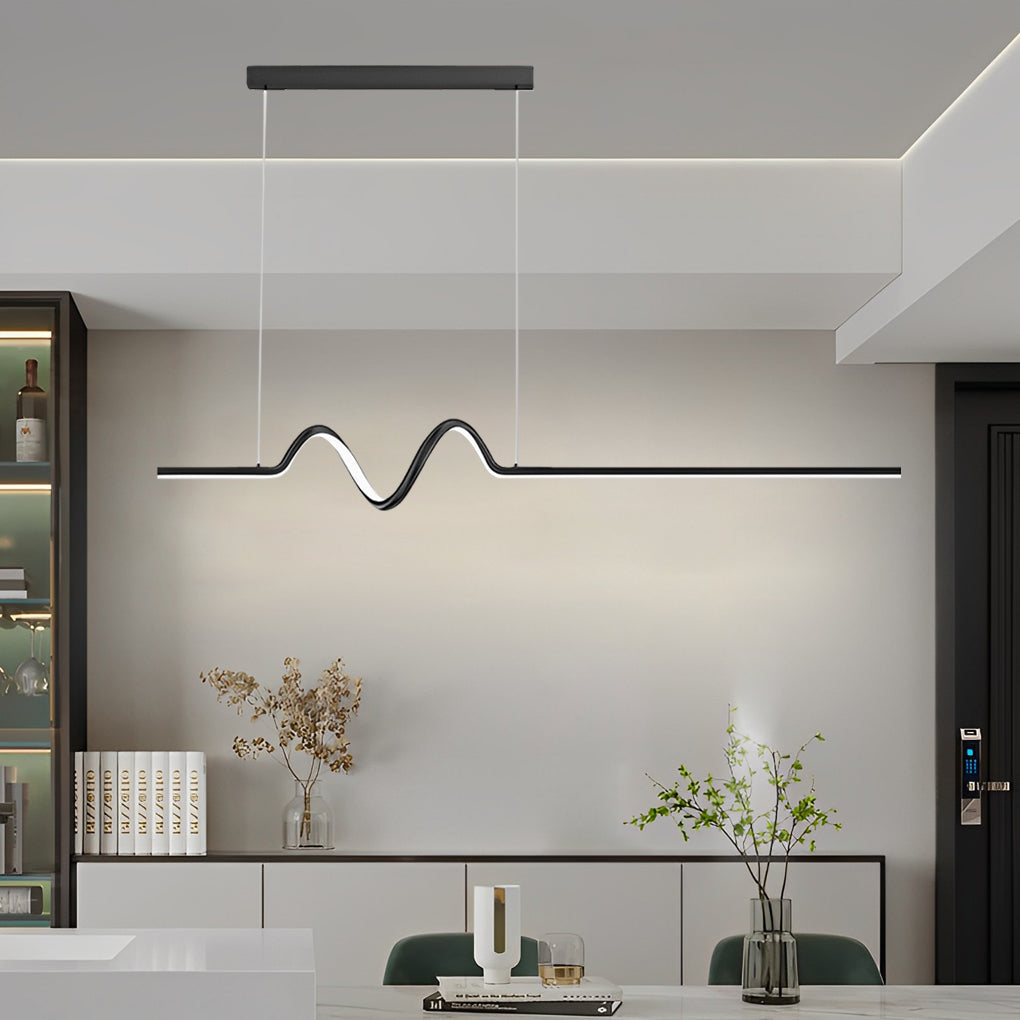 Aurelle Wave LED Pendant Light – Minimalist Nordic Chandelier with Stepless Dimming