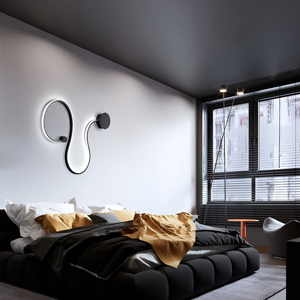 Creative Long Curved Linear Led Modern Wall Sconce Lighting Wall Light Wall Lamp
