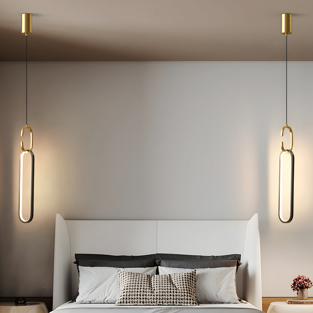 Minimalist Long Oval Rings 3 Step Dimming Led Copper Modern Pendant Lights Li002746