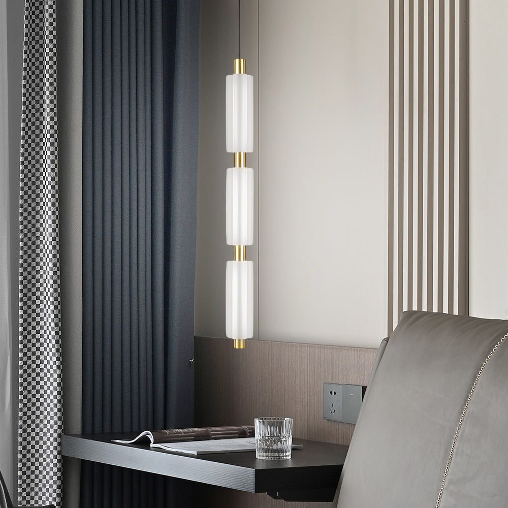 1 2 3 Heads Acrylic Cylinder Pendant Lights Modern Hanging Lamp In Gold Black