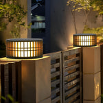 Round Led Black Modern Solar Fence Post Lights Ha077197