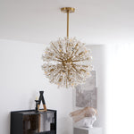 Dickinson Crystal Chandelier — Modern Gold Starburst Pendant Light for Dining Room and Foyer