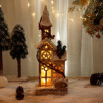 Artisan Wooden Christmas Village Houses with Warm Glow