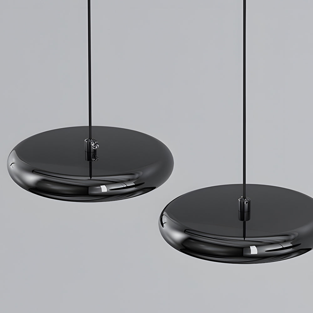 Modern 1 3 Light Black Chrome Round Metallic Led Pendant Light