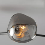 3 5 8 Light Molecule Dimpled Lava Glass Chandelier With Black Metallic Arms