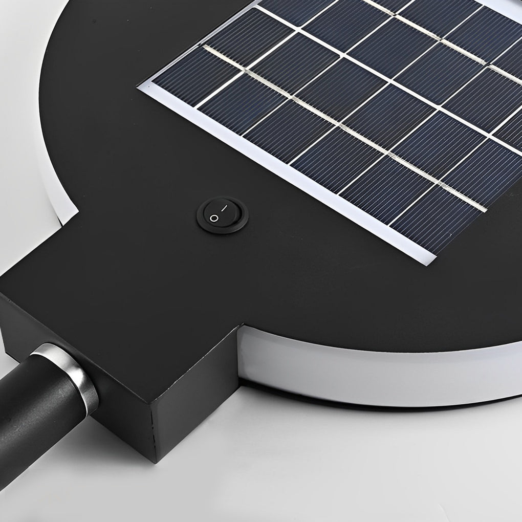 Modern Circular Black Solar LED Lawn Light for Garden Pathways