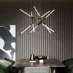 Modern Stepless Dimming Long Strip Sputnik Led Chandelier Gold Black Gold