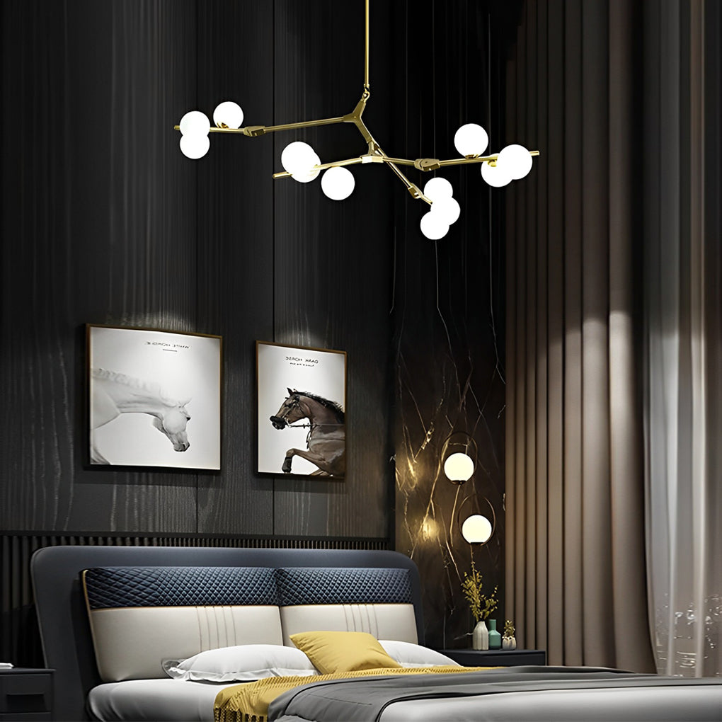 Nordic Style Modern Minimalist Cluster Metal Glass Chandelier Black Gold Fixture