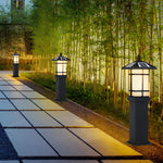 Solar-Powered LED Bollard Lights with Asian-Inspired Design for Modern Outdoor Spaces
