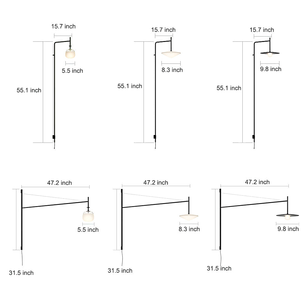 Minimalist Metal Long Pole Arm Tempo Led Wall Sconce