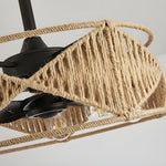 20 In Hemp Rope Woven Caged Ceiling Fan With Light And Remote 6 Speed