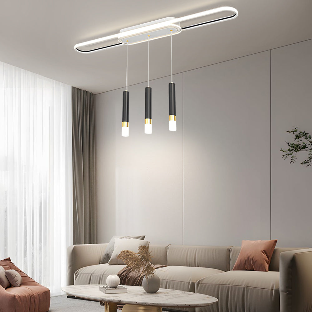 Long Circular Three Step Dimming Led Modern Ceiling Light Fixture Hanging Lamp