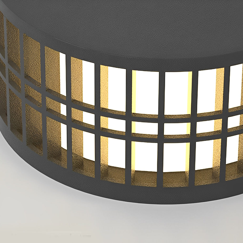 Round Led Black Modern Solar Fence Post Lights Ha077197