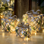 Set of 3 Festive Gift Box Decorations in Modern Style for Holiday Interiors