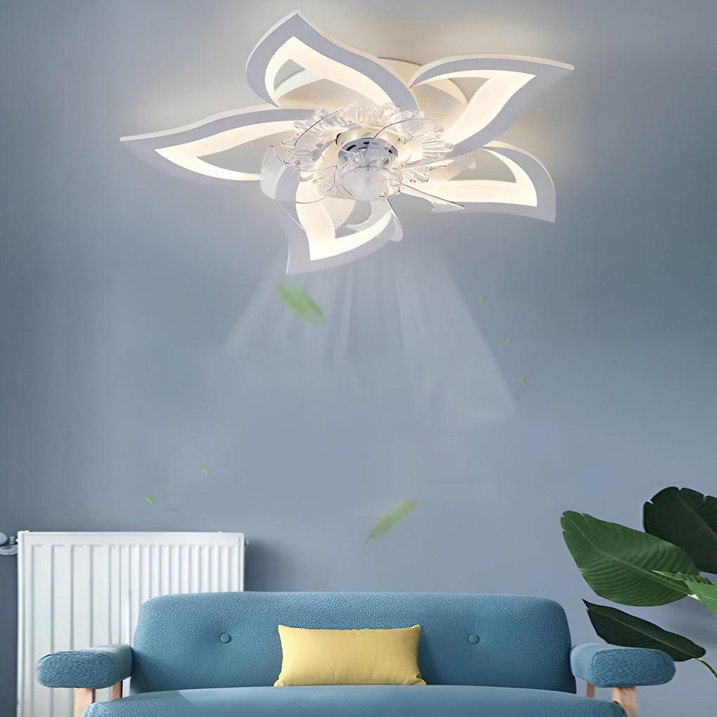 Flower Shaped Three Step Dimming Led Nordic Ceiling Fan Lights
