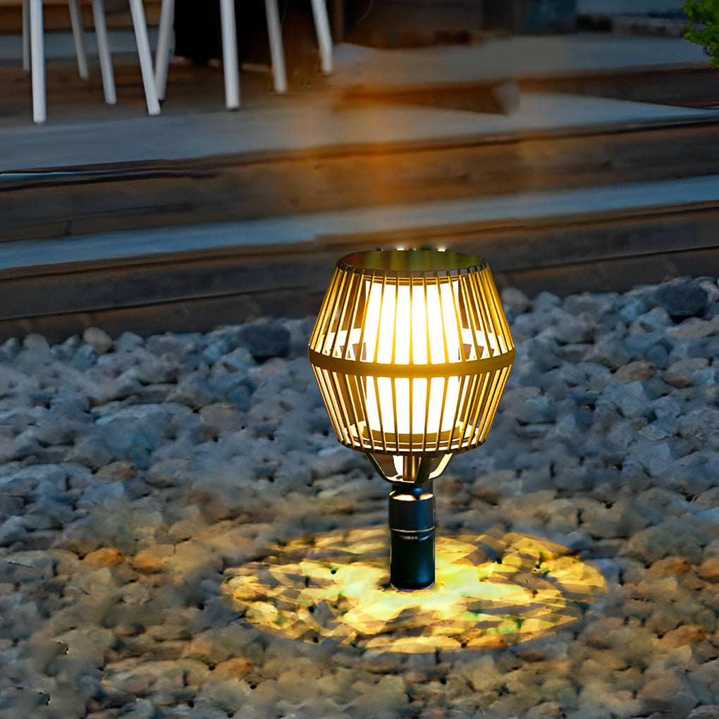 Matte Black Solar Caged Lantern for Modern Outdoor Spaces
