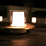 Modern Cordless Cylinder Candle Table Lamp With Dish Base
