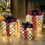 Set of 3 Festive Gift Box Decorations in Modern Style for Holiday Interiors